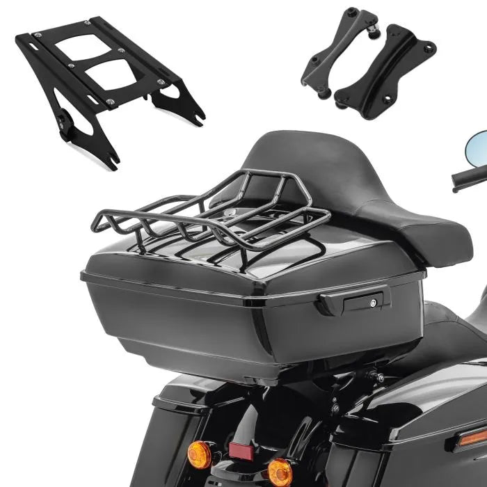 Set Topcase King passend für Harley Davidson Touring 14-25 mit Gepäckgitter und Rückenpolster Topcase schwarz