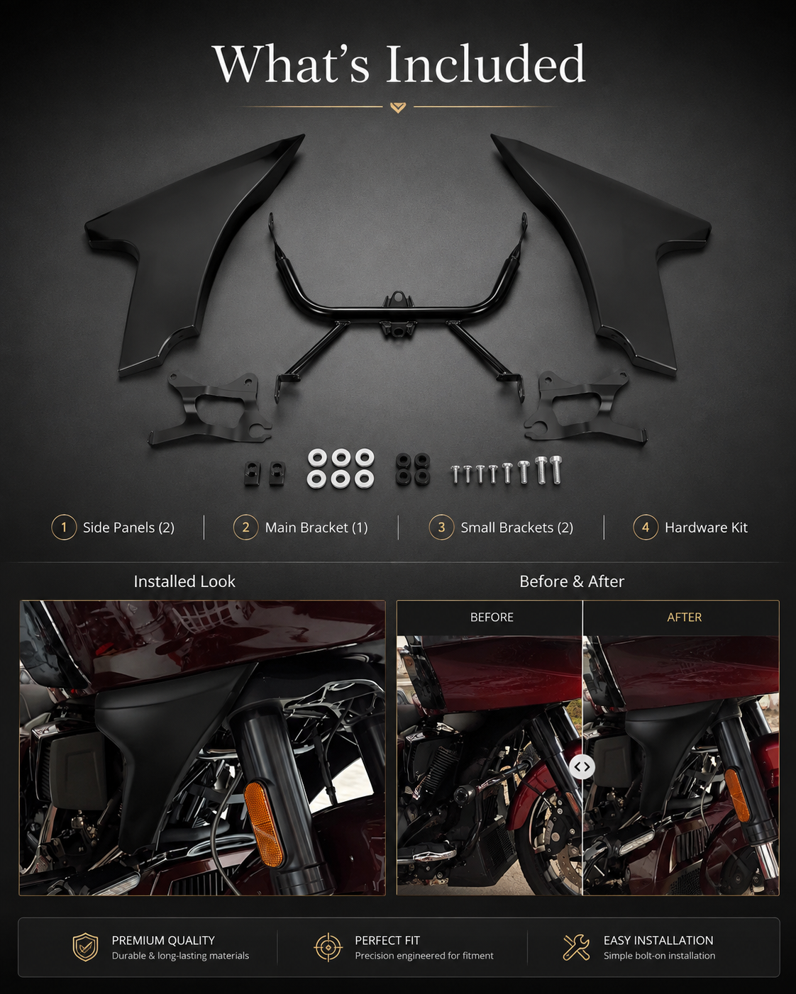Harley-Davidson Road Glide Seitenverkleidungs-Spoiler-Kit | 2023–2025
